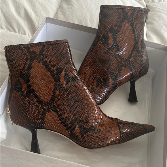 Jimmy Choo Brown Heeled Boots with Snakeskin Pattern - Picture 3 of 11